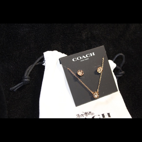 Coach Brand Rose Gold Necklace and Earring Set - Picture 3 of 7